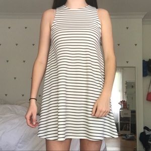 White & Navy Striped Dress